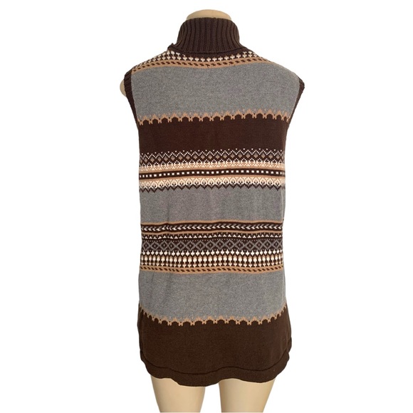 Petite Fair Isle Knit Grandpa Style Sequin Dark Academia Sweater Shrug - Picture 4 of 10